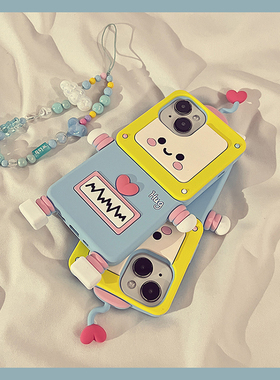 reno11立体可爱Q版爱心机器人适用oppoReno10手机壳reno9pro卡通新款reno8/7/6全包a58防摔a93女款97软硅胶套