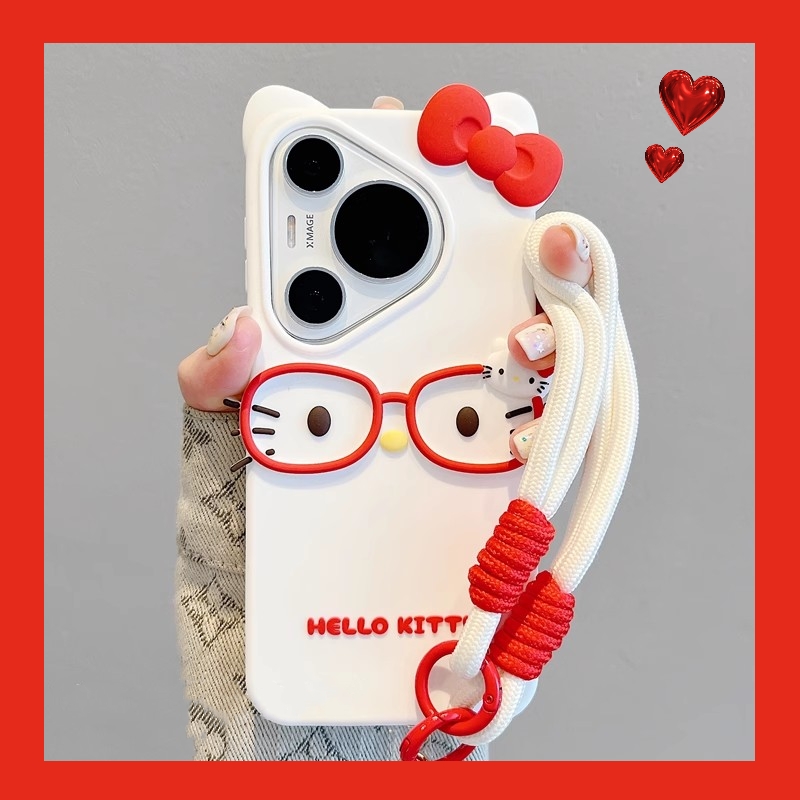 可爱立体软硅胶戴眼镜kt猫手机壳