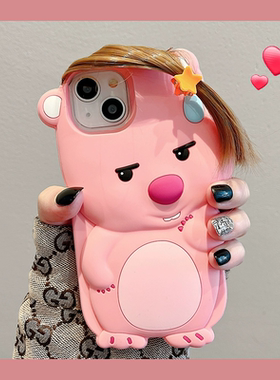 适用小米13立体粉色小海狸小米14手机壳红米k70新款k60潮女k50可爱刘海露比k40防摔12tpro全包note13软硅胶套