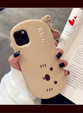 可爱卡通立体猫咪适用苹果12手机壳iphone11promax全包XS防摔xsmax保护套7plus带挂件软壳8plus硅胶套XR女款