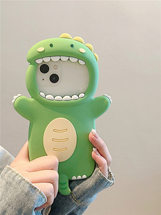 日韩ins立体卡通大嘴巴恐龙适用苹果14promax手机壳iphone13可爱超萌11新款12少女粉14软硅胶套13pro全包防摔