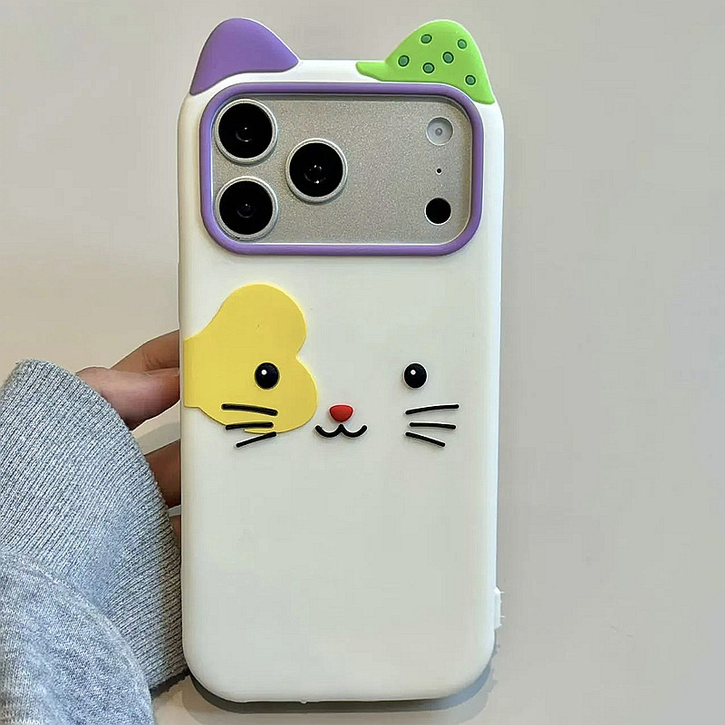 韩风立体可爱花猫咪小怪适用iPhone17promax手机壳苹果18pro卡通15plus硅胶16软壳14全包13防摔12套11女x款6s