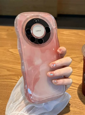 简约粉色晕染适用华为mate60pro手机壳mate50创意个性情侣款mate40pro软硅胶套全包防摔Mate30新款20男女潮牌