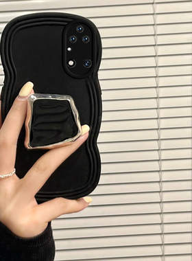 韩风波浪边适用vivoY77手机壳y52s黑色镜面支架y76s全包软套y73s/53s防摔y70/y51s网红y30潮男y33y93/y85女款