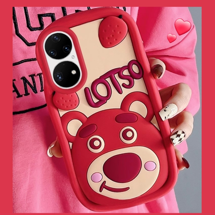 立体可爱红色草莓熊适用oppoReno10pro手机壳reno9新款reno8软硅胶套reno6全包reno7防摔a97a58女款a72a93s潮