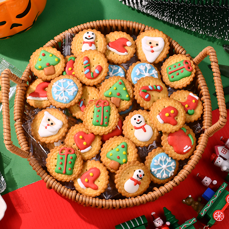 童趣3D糖霜饼干手工裱花圣诞糖果独立包装解馋幼儿园平安夜小零食