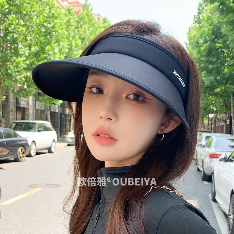 双面冰丝大帽檐空顶防晒帽子女夏天防紫外线骑车遮脸太阳帽遮阳帽
