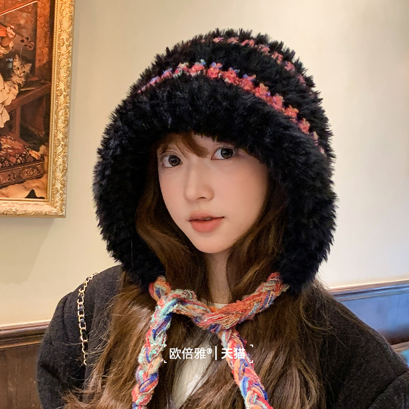 毛绒绒流苏显脸小保暖毛线帽复古百搭针织护耳大头围可爱套头帽冬,服饰配件/皮带/帽子/围巾,帽子,淘宝优惠券,粉丝福利购,淘宝优惠卷