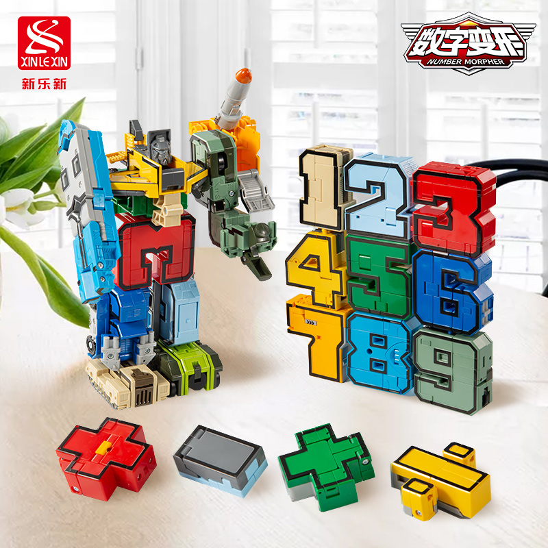 数字变形玩具积木战士合