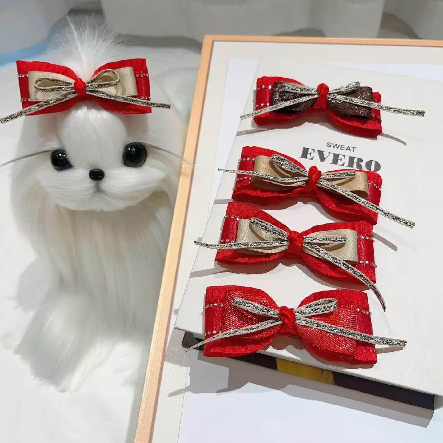 狗狗发夹新年狂甩不掉约克夏猫咪头饰过年中国风红色夹子宠物,模玩/动漫/周边/娃圈三坑/桌游,棉花娃娃场景道具娃屋,淘宝优惠券,粉丝福利购,淘宝优惠卷