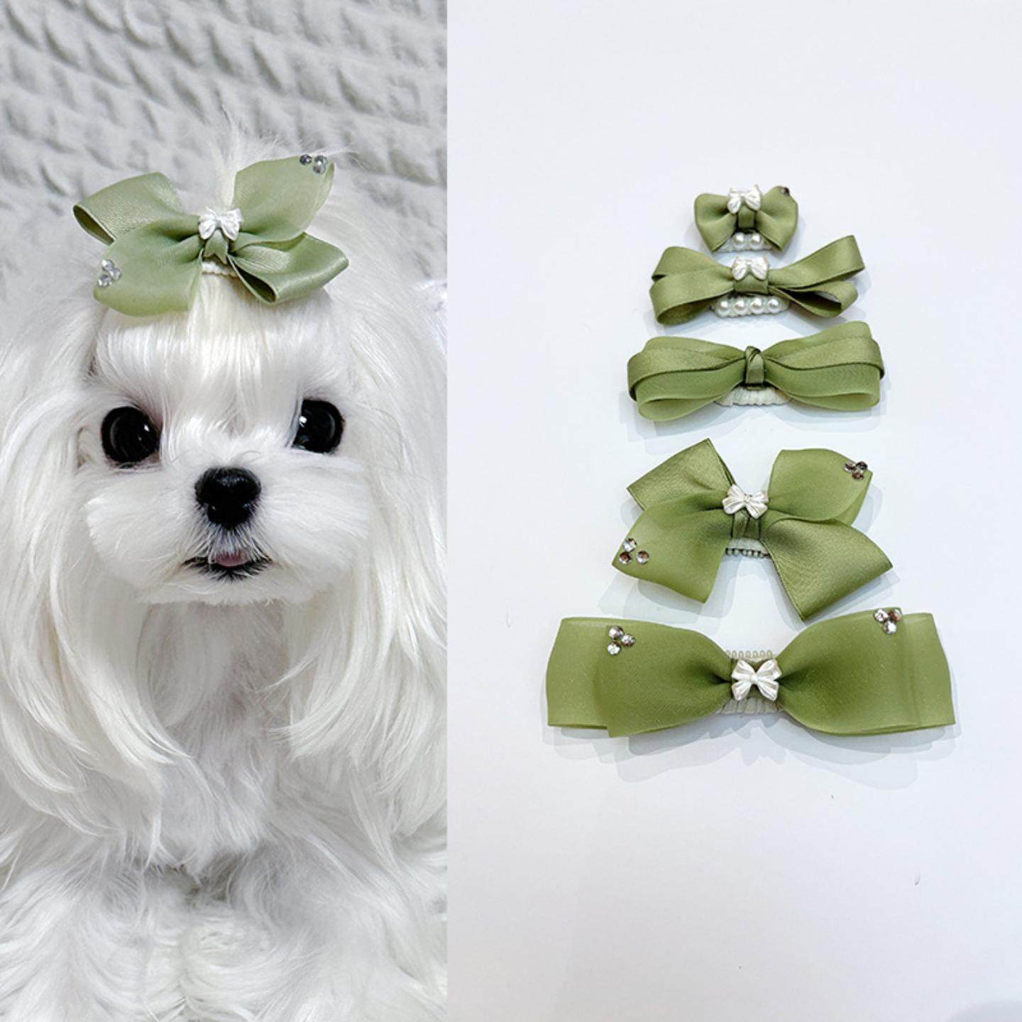 原创绿色宠物饰品高级感蝴蝶结爆款发夹满钻甩不掉的发饰头饰,模玩/动漫/周边/娃圈三坑/桌游,棉花娃娃场景道具娃屋,淘宝优惠券,粉丝福利购,淘宝优惠卷
