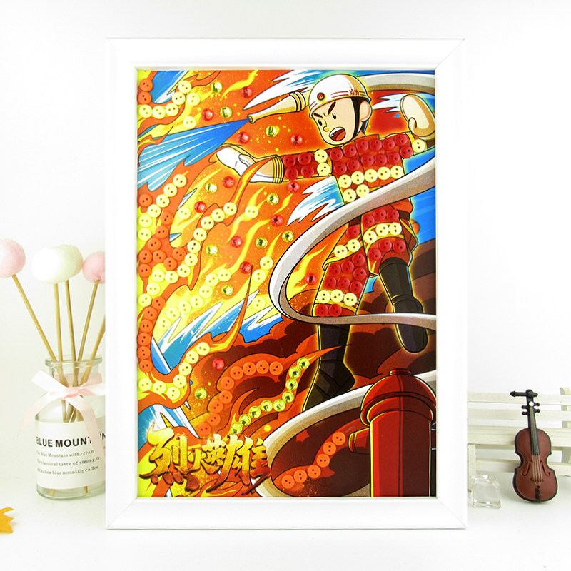 珍惜粮食节约用水消防战士儿童纽扣粘贴画diy材料幼儿园手工装饰