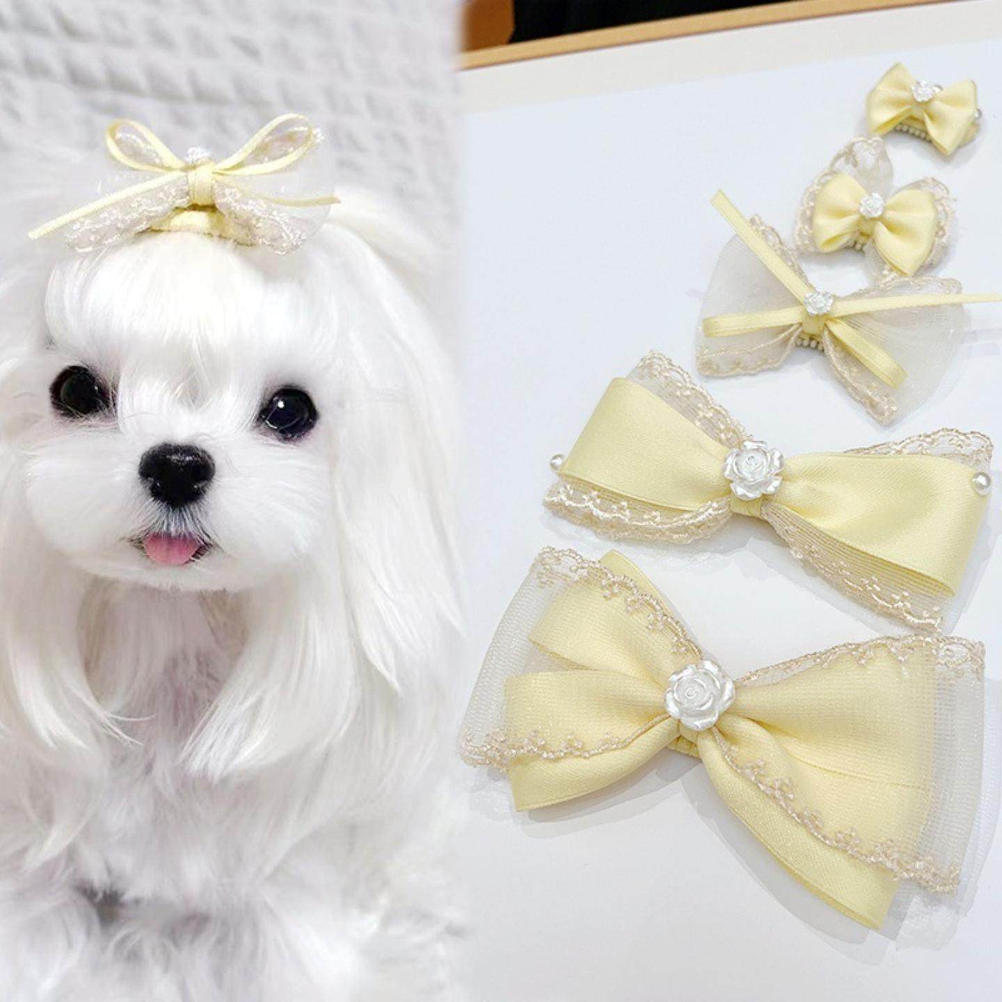 马尔济斯发夹狗狗蝴蝶结黄色小狗夹子约克夏头饰发卡宠物发饰bb夹,模玩/动漫/周边/娃圈三坑/桌游,棉花娃娃场景道具娃屋,淘宝优惠券,粉丝福利购,淘宝优惠卷