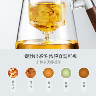 家用玻璃内胆一键过滤茶水分离泡茶杯大容量 飘逸杯泡茶壶2025新款