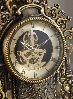 派拉蒙1805欧k美创意复古座钟半机械透视机芯金属家用桌面装饰钟