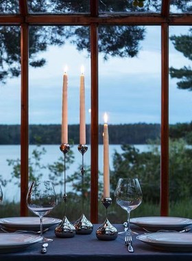 水滴银色烛台g摆件轻奢现代创意电镀金属装饰客厅餐厅北欧饰品摆