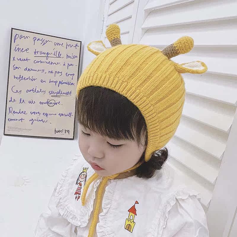 婴儿帽子秋冬护耳宝宝毛线帽超萌