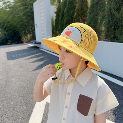 夏天薄款男童防晒帽大檐渔夫帽