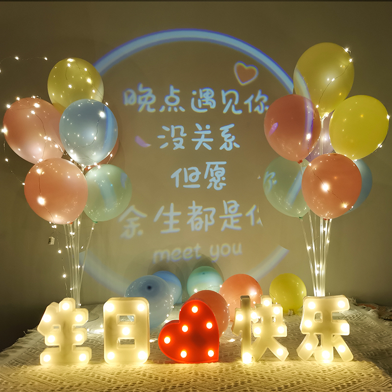 ins小红书同款生日快乐投影仪氛围灯背景装饰灯男女朋友场景布置-封面