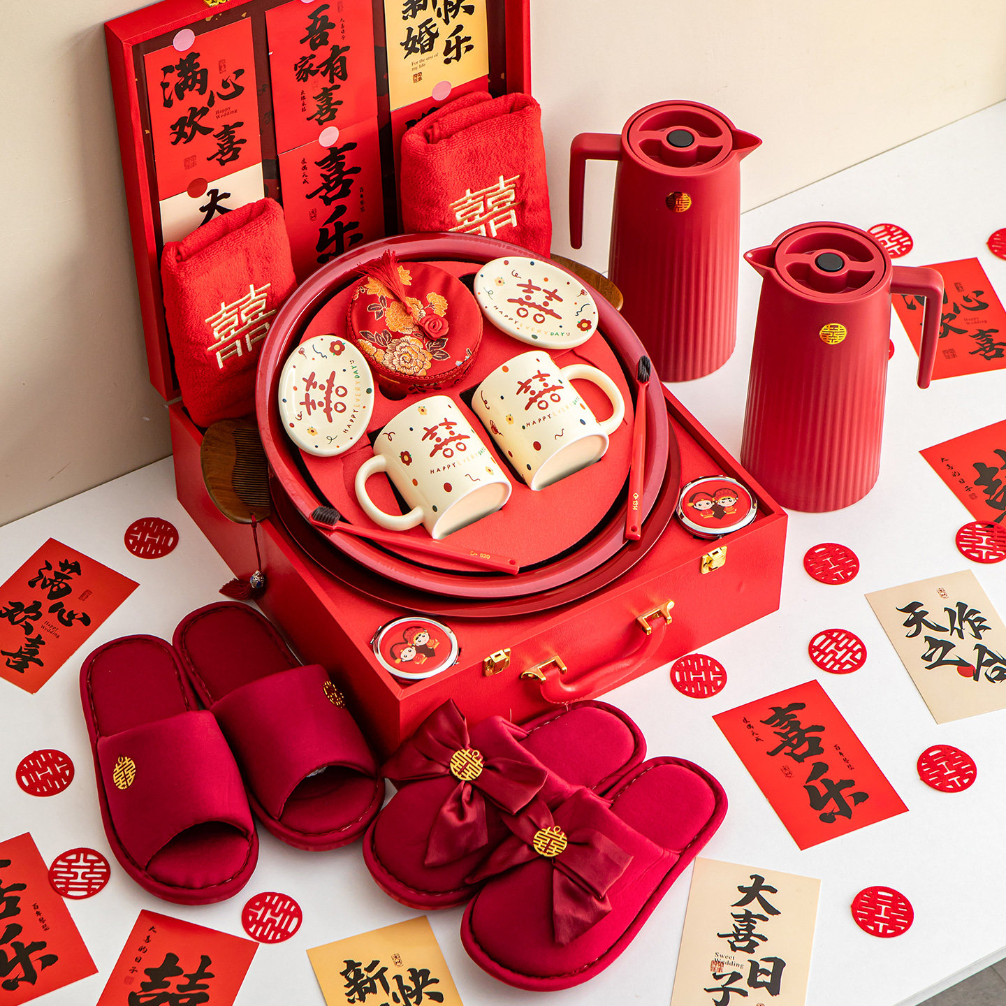 结婚新娘嫁妆洗漱喜盆全套