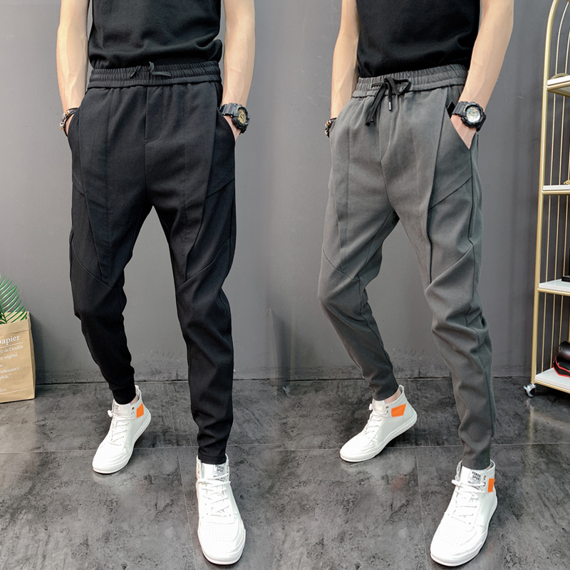 男士小脚黑色韩版束脚裤弹力裤网