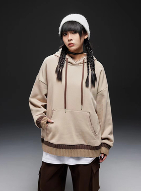 拓谷连帽卫衣女加绒加厚秋美式高街oversize宽松设计感上衣D40294