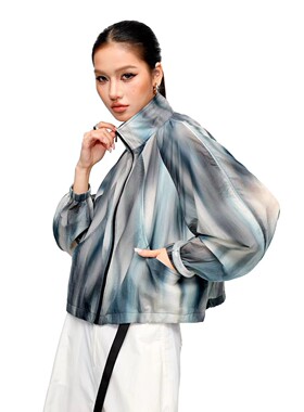 拓谷潮牌撞色防晒衣女皮肤衣宽松拉链上衣薄款休闲外套C60345