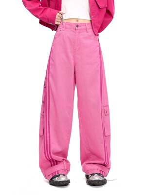 拓谷多巴胺工装牛仔裤女春夏潮牌辣妹宽松多口袋休闲阔腿裤C60198