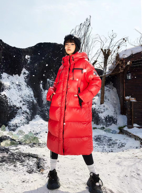 拓谷壹缺白鸭绒羽绒服2024新款韩版宽松加厚保暖面包服长款D40228