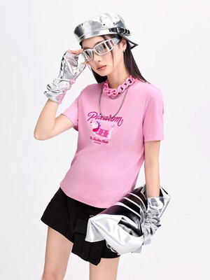 拓谷潮牌刺绣小狗正肩短袖t恤女夏季辣妹短款修身百搭上衣X60456