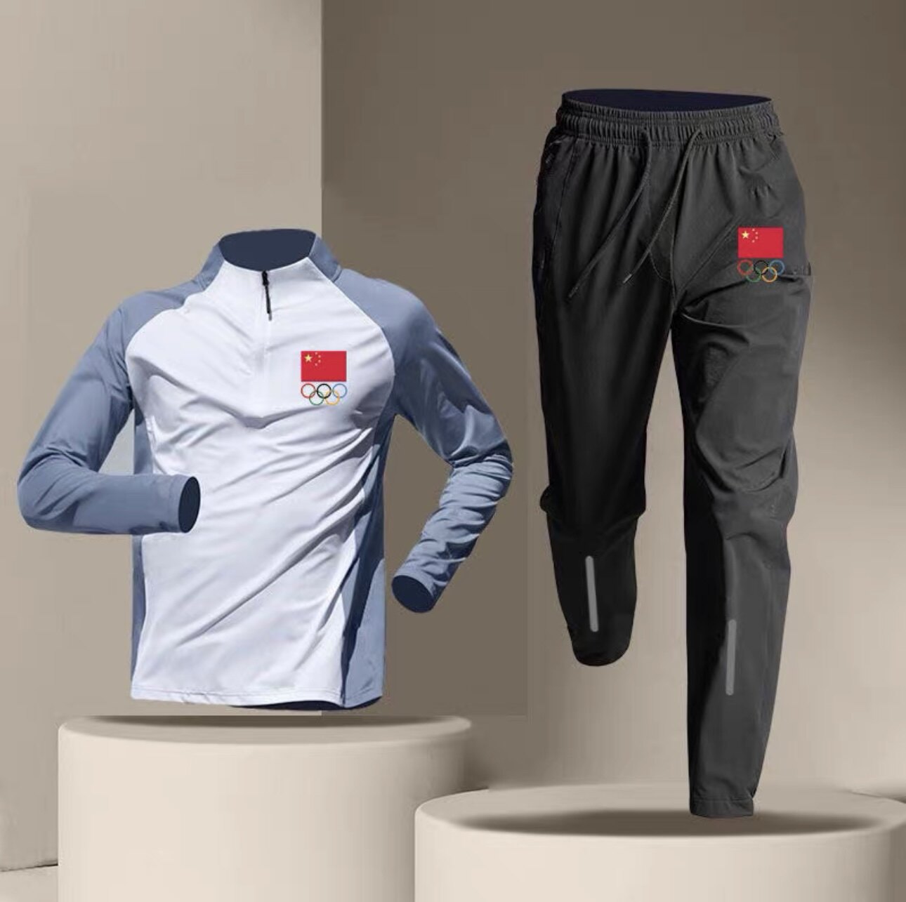 SU BINGTIAN HAS THE SAME SPORTS STUDENT TRACK AND FIELD TRAINING CLOTHES QUICK-DRYING SPORTS SUITS RUNNING FITNESS HALF-ZIP TOPS AND TROUSERS