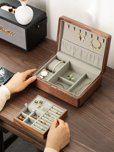 实木珠宝收纳盒,无障碍豪华,高端,大容量,覆古,可锁,双层珠