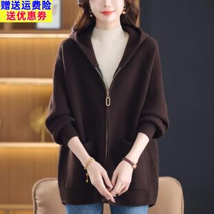 加肥加大码新款女装秋冬连帽毛呢外套宽松休闲胖妹妹双面羊绒大衣