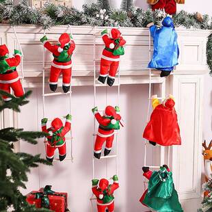 跨境圣诞节挂件装饰品爬梯圣诞老人爬绳公仔单人多人梯玩具礼品