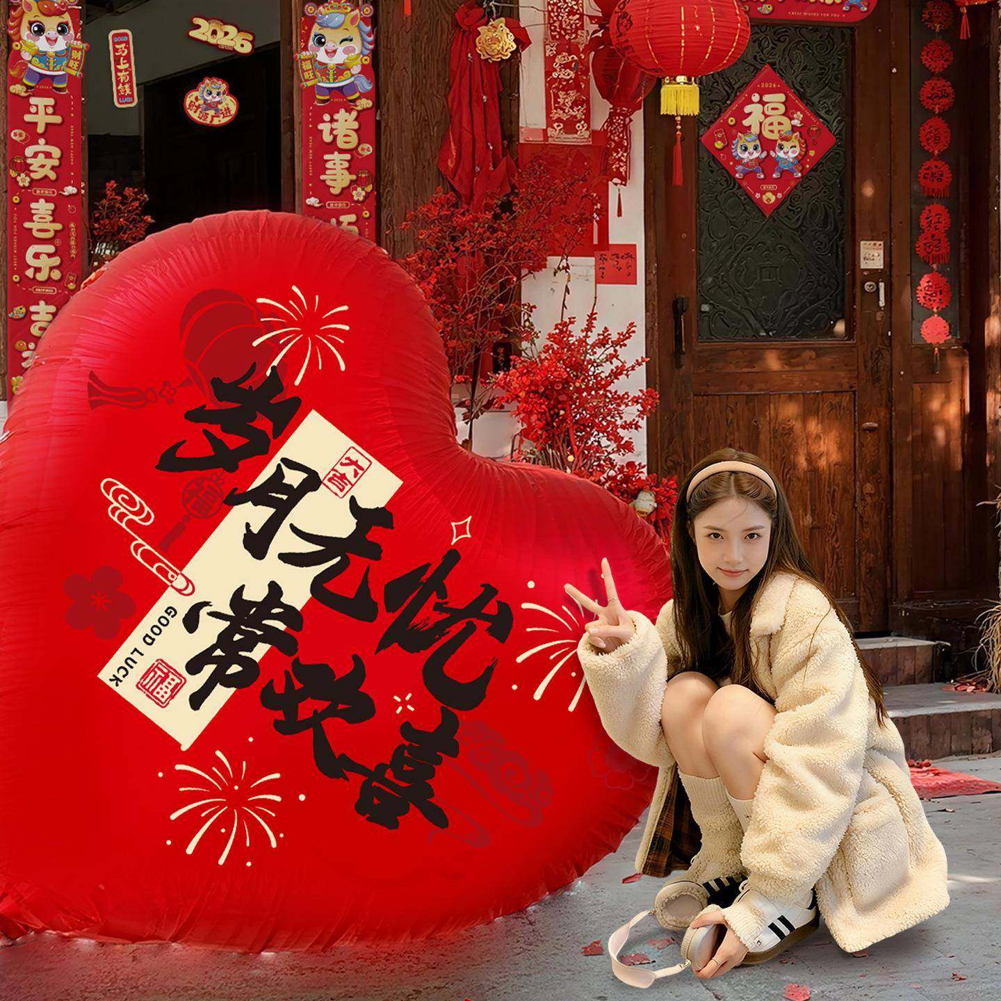 2026新年超大爱心气球场景氛围装饰客厅布置春节过年拍照道具批货,节庆用品/礼品,装扮布置套餐,淘宝优惠券,粉丝福利购,淘宝优惠卷