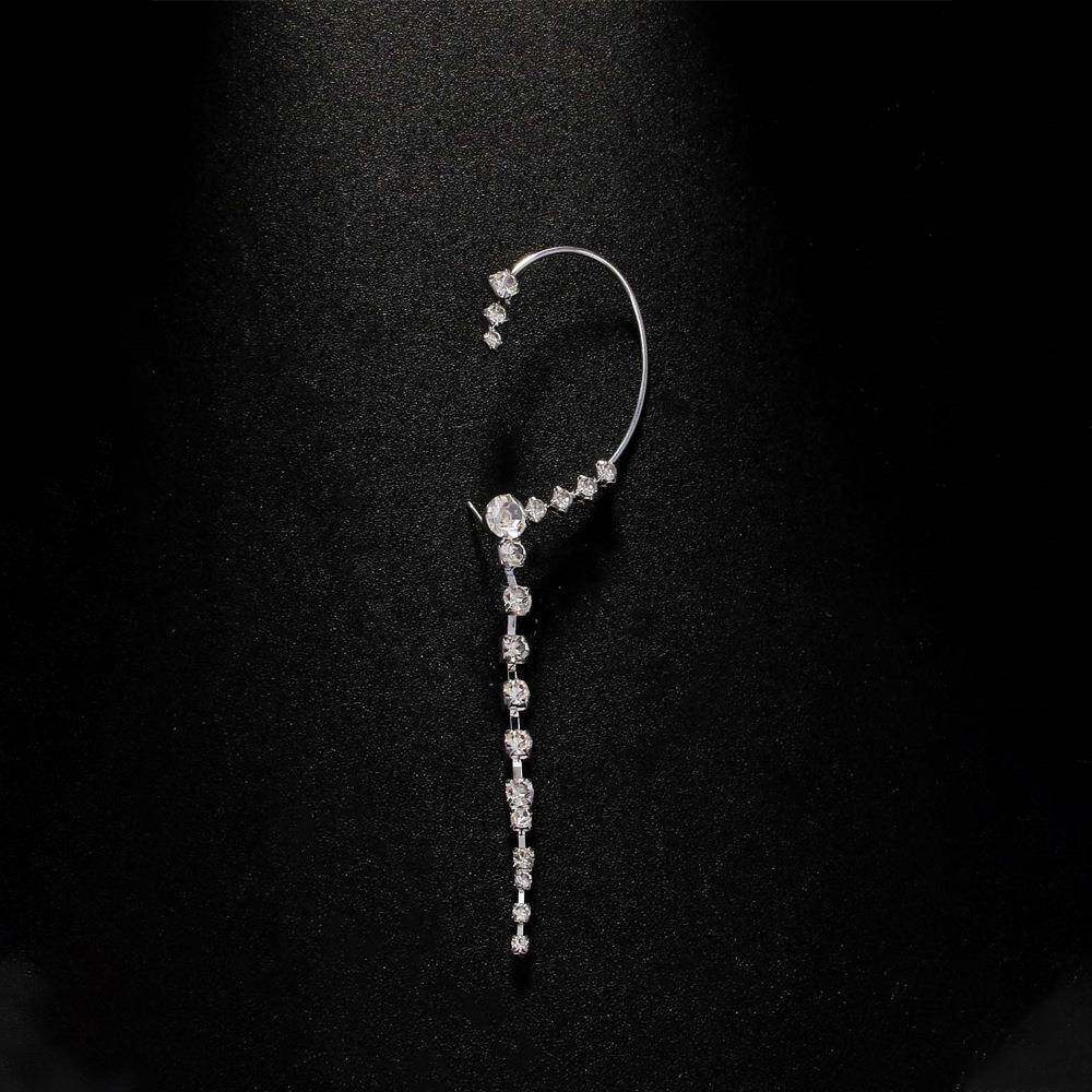 跨境爆款流苏耳挂无耳洞女小众设计感轻奢水钻侧耳骨耳环个性耳饰