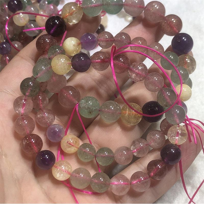 红绿草莓晶多手链黄水晶紫水晶diy水晶饰品手串半成品流星雨图片