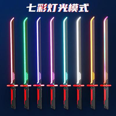 抖音爆款火花光剑发光宝剑喷雾冒火拔剑双刃激光剑互动儿童玩具