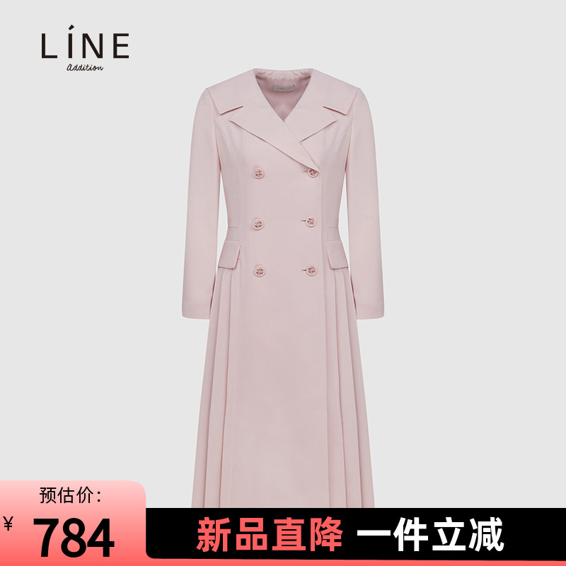 LINE女装百褶连衣裙夏季新款气质纯色水手领长裙AWOPMD0600