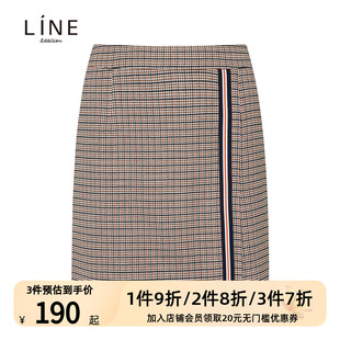 商场同款 新品 格纹短款 身裙AWSKJG0200 韩版 秋季 lineaddition女装