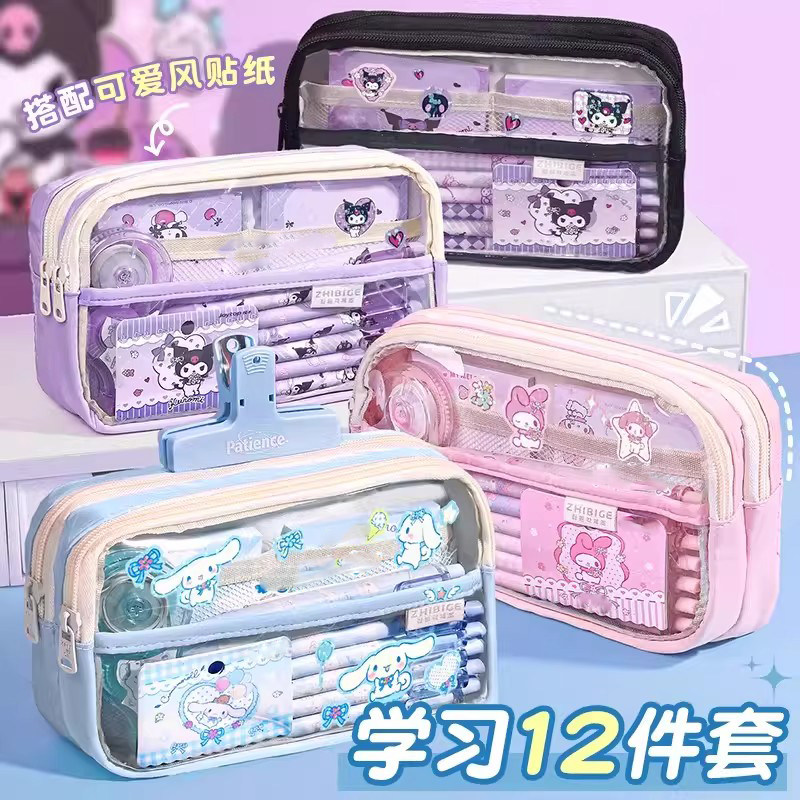 2026新款库米米笔袋大容量透明文具盒女小学生儿童高颜值多层可爱卡通文具袋多功能高中生初中女生铅笔盒女童