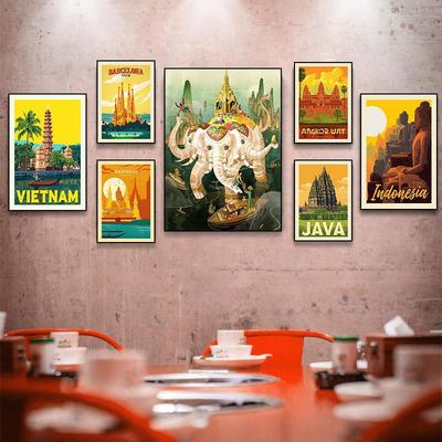 东南亚挂画泰式餐厅墙面壁画民族风情spa按摩店瑜伽馆泰国装饰画