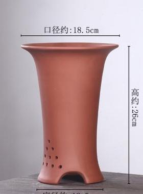 紫精砂兰花盆品陶瓷大号高束腰墨蕙春建寒兰室内专桌面兰花用盆