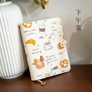 下午茶棉布艺面咖啡甜品A5A6活页线装 粉色文艺小清新手账本子记事