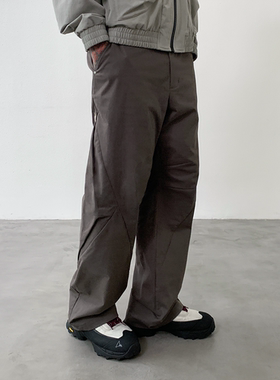 BasicMatch浅棕灰色宽松结构长裤休闲长裤