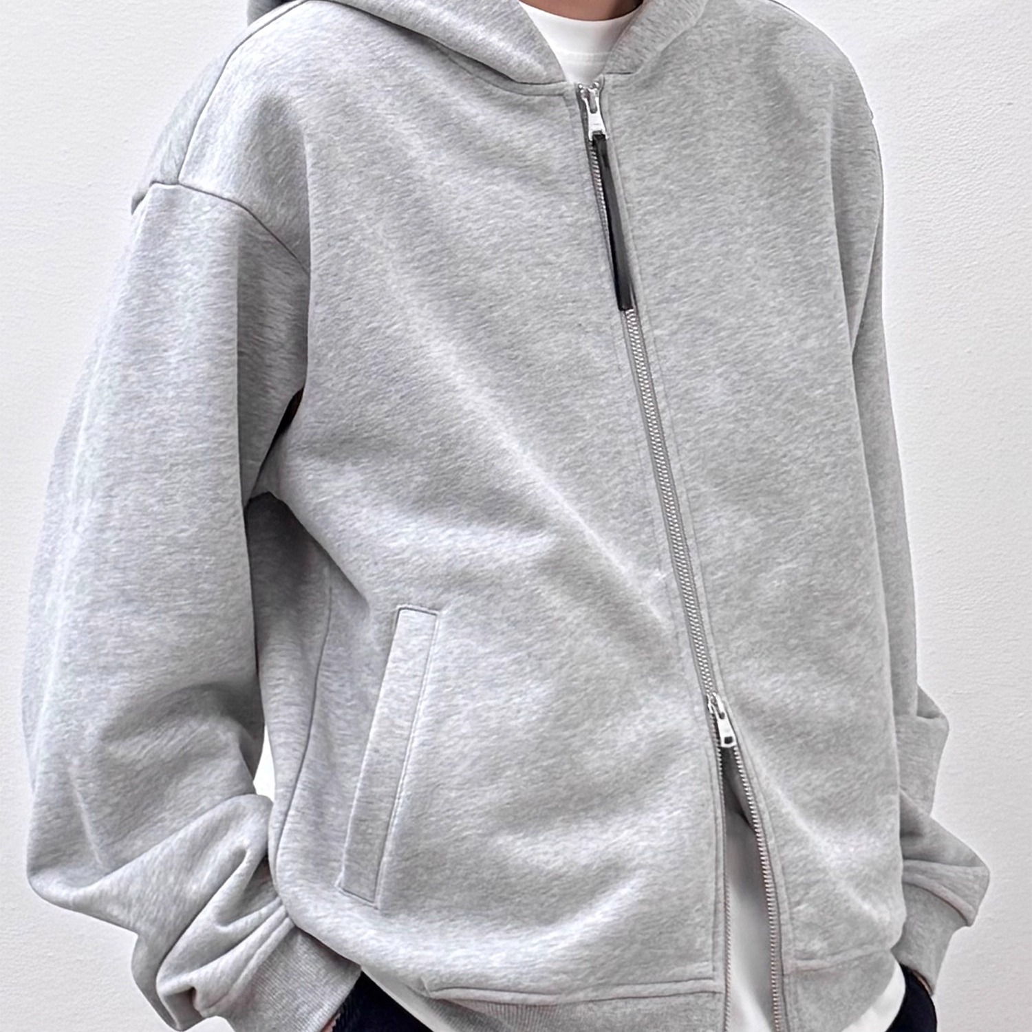 BasicMatch花灰色双头拉链卫衣