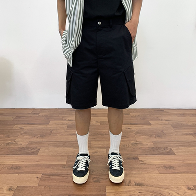 BASICMATCH黑色宽松工装短裤