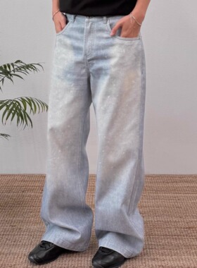 BasicMatch转印泼墨画家牛仔裤