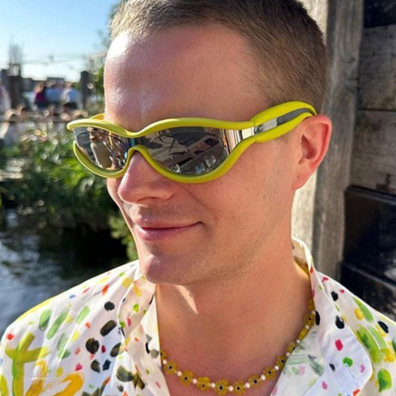 法国george melis椭圆太阳镜拼色新款个性太阳眼镜ins款欧美时尚