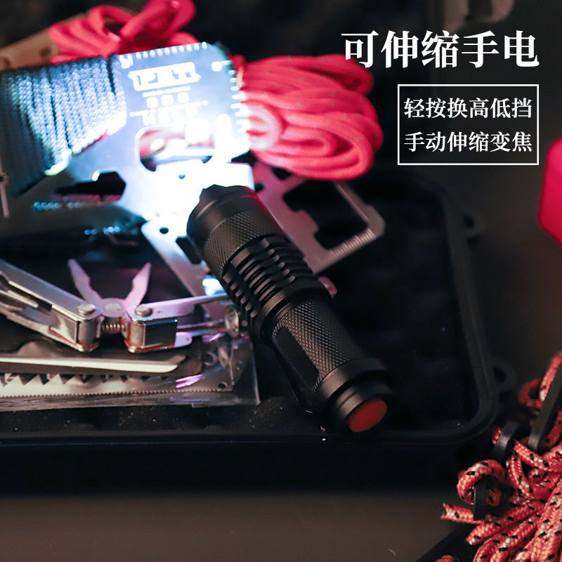 伸缩调焦手电户外迷你红白绿蓝光伸缩变焦手电筒荧光剂光手电